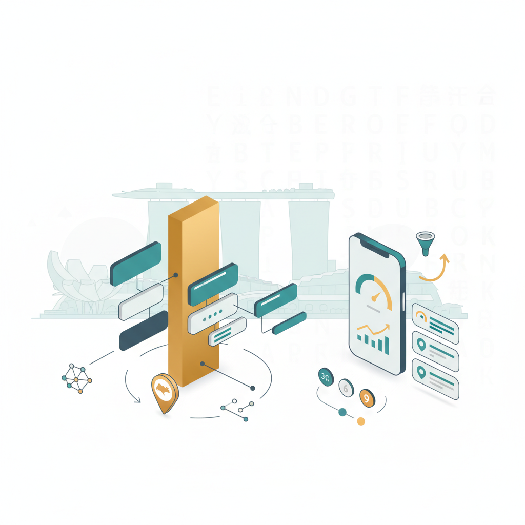 Header image: SEO content strategy for Singapore with pillar-and-cluster visual and Singapore skyline