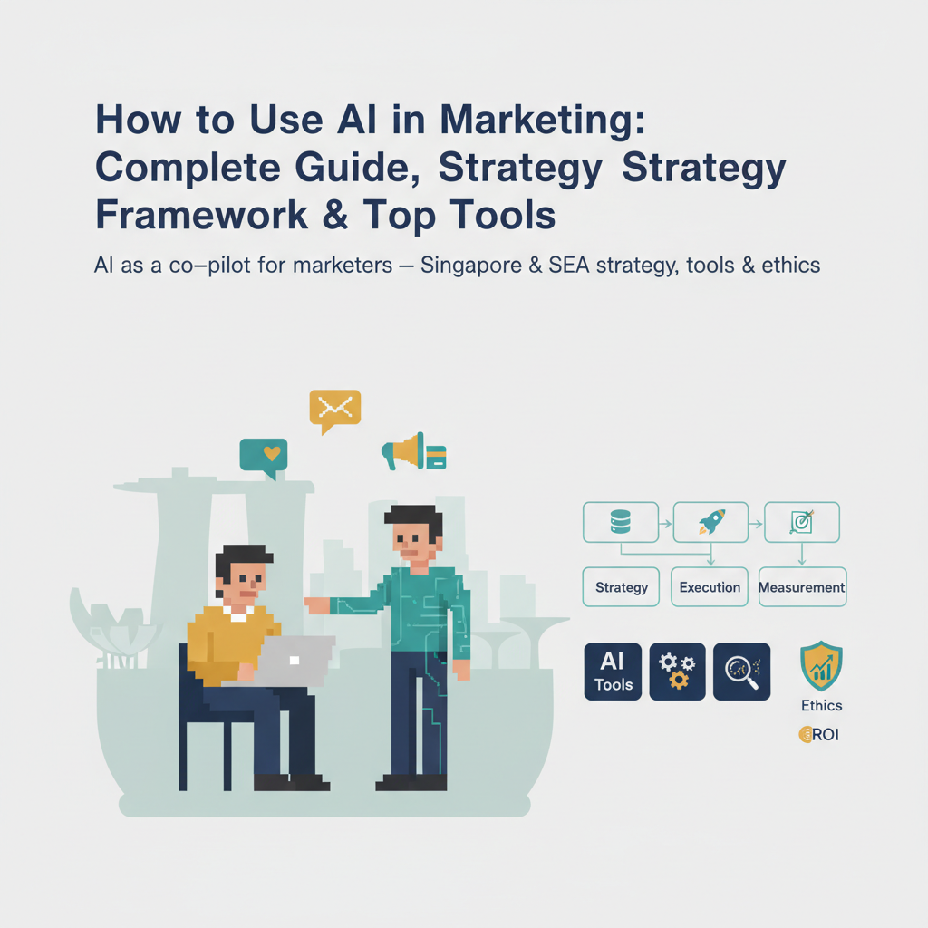 Header image: How to Use AI in Marketing — Complete Guide, Strategy Framework & Top Tools