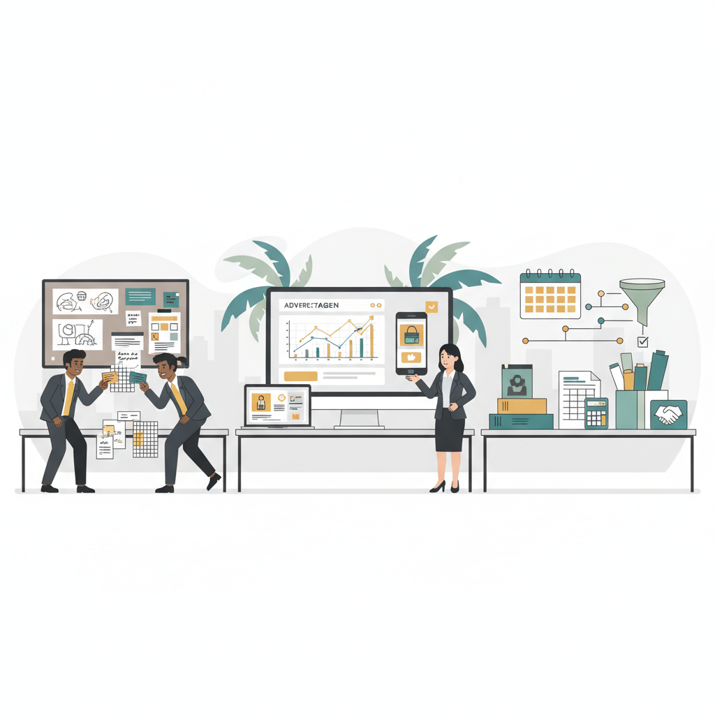 Header illustration for creative marketing agency guide