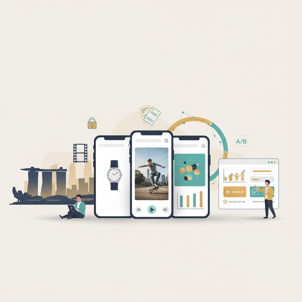 AI-enhanced social media creative strategy in Singapore 2025 — mobile-first video, analytics, feedback loop with Singapore skyline