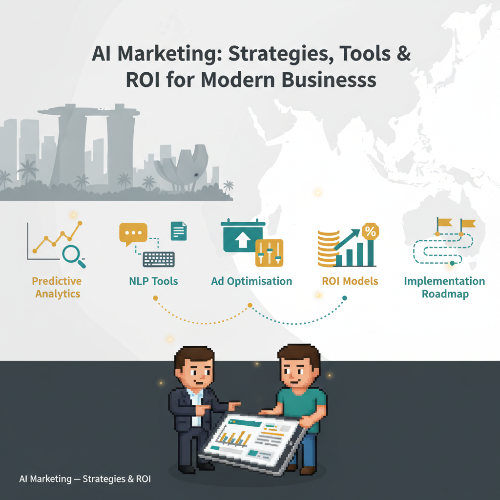 AI marketing strategies, tools and ROI visual header for modern businesses in Singapore and Southeast Asia