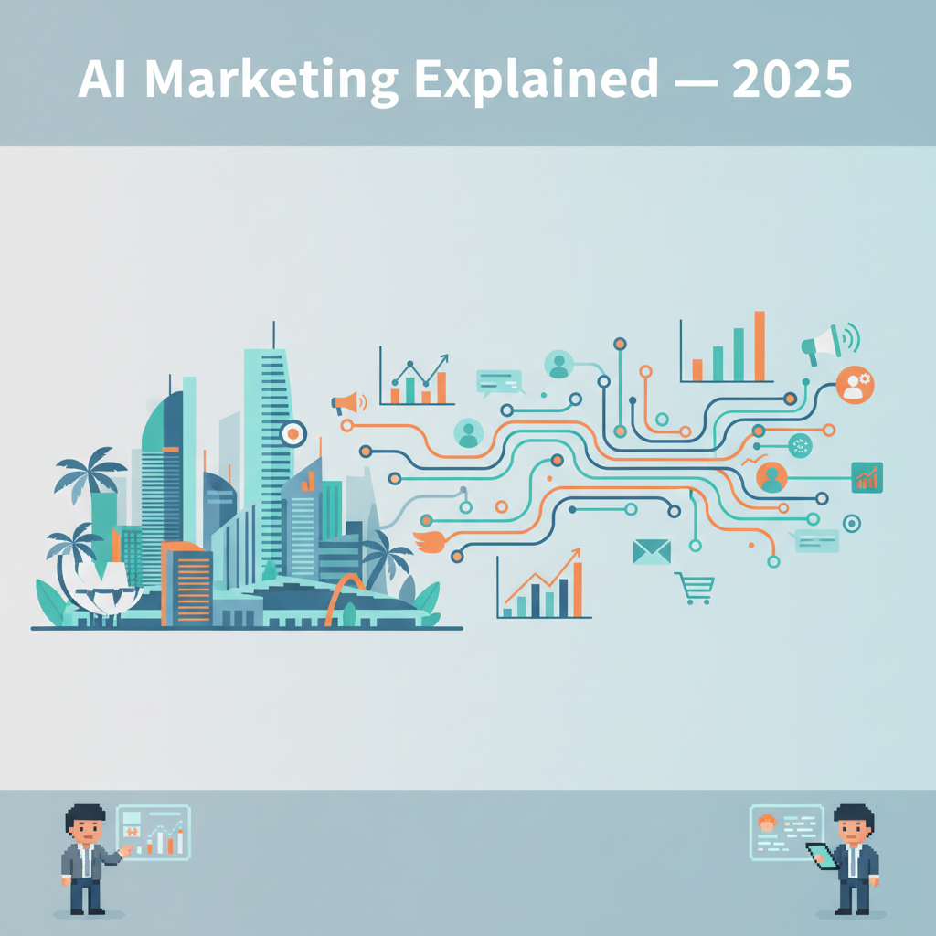 AI marketing strategies and tools visualised over Singapore’s digital skyline