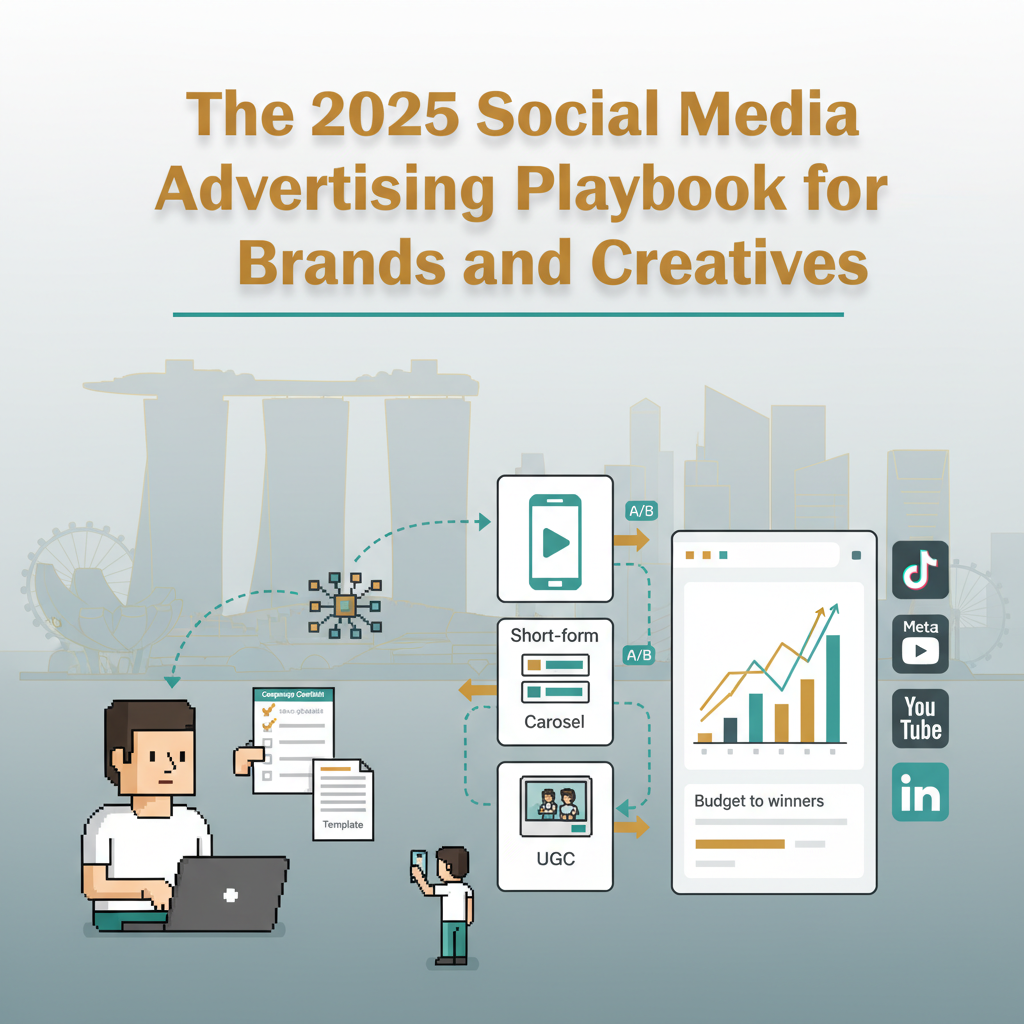 Header image: The 2025 Social Media Advertising Playbook for Brands and Creatives – modular creative systems across Meta, TikTok, YouTube, LinkedIn with AI-enabled workflows.