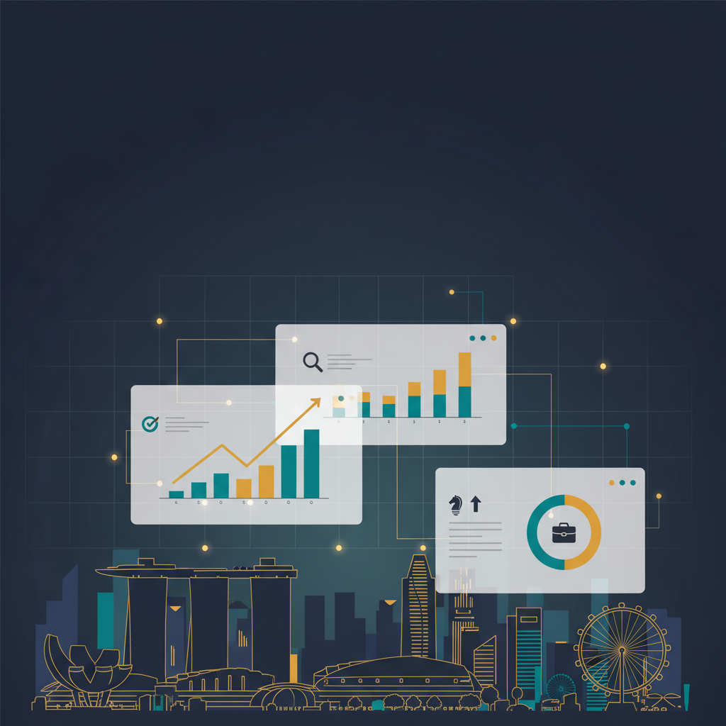 Blog header: How to Choose the Right Branding Agency in Singapore — modern skyline, dashboards, and AI motifs