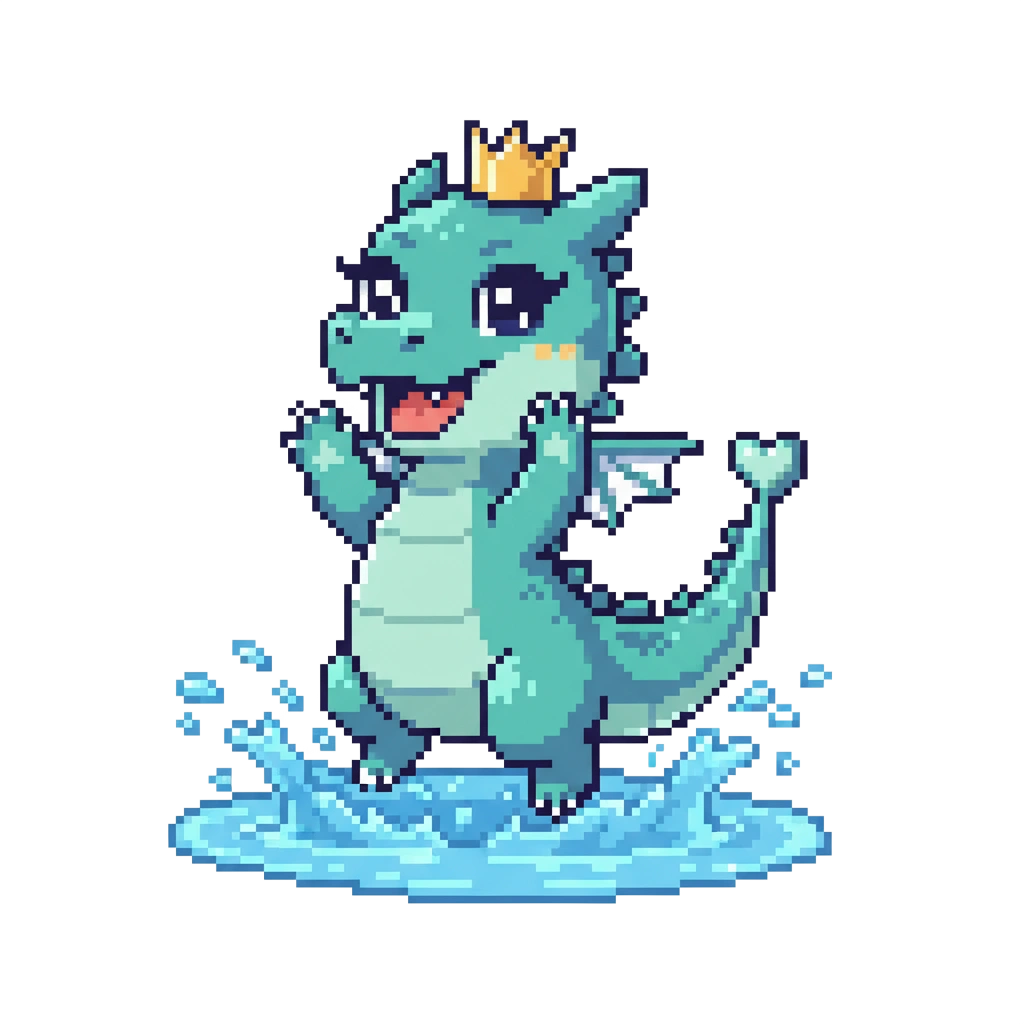 Dragon splashing in a puddle