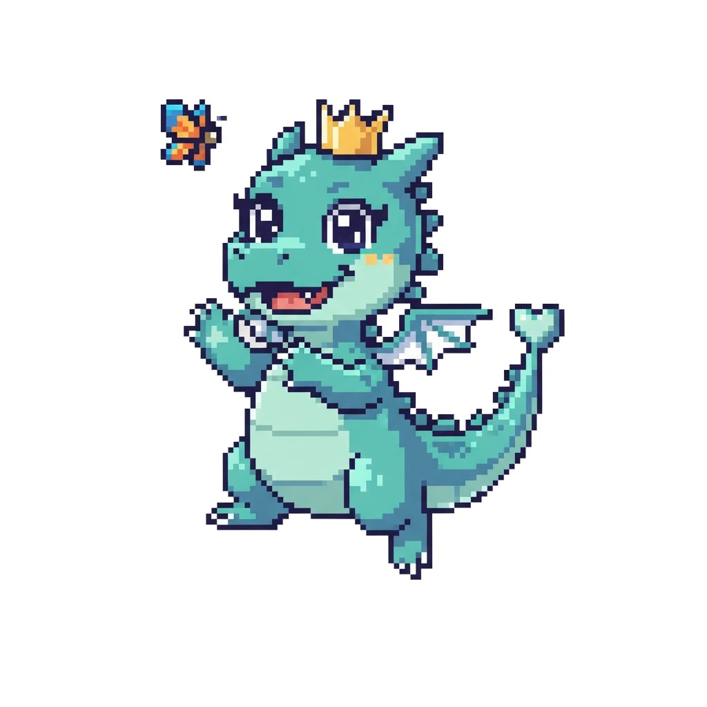 Dragon trying to catch a butterfly