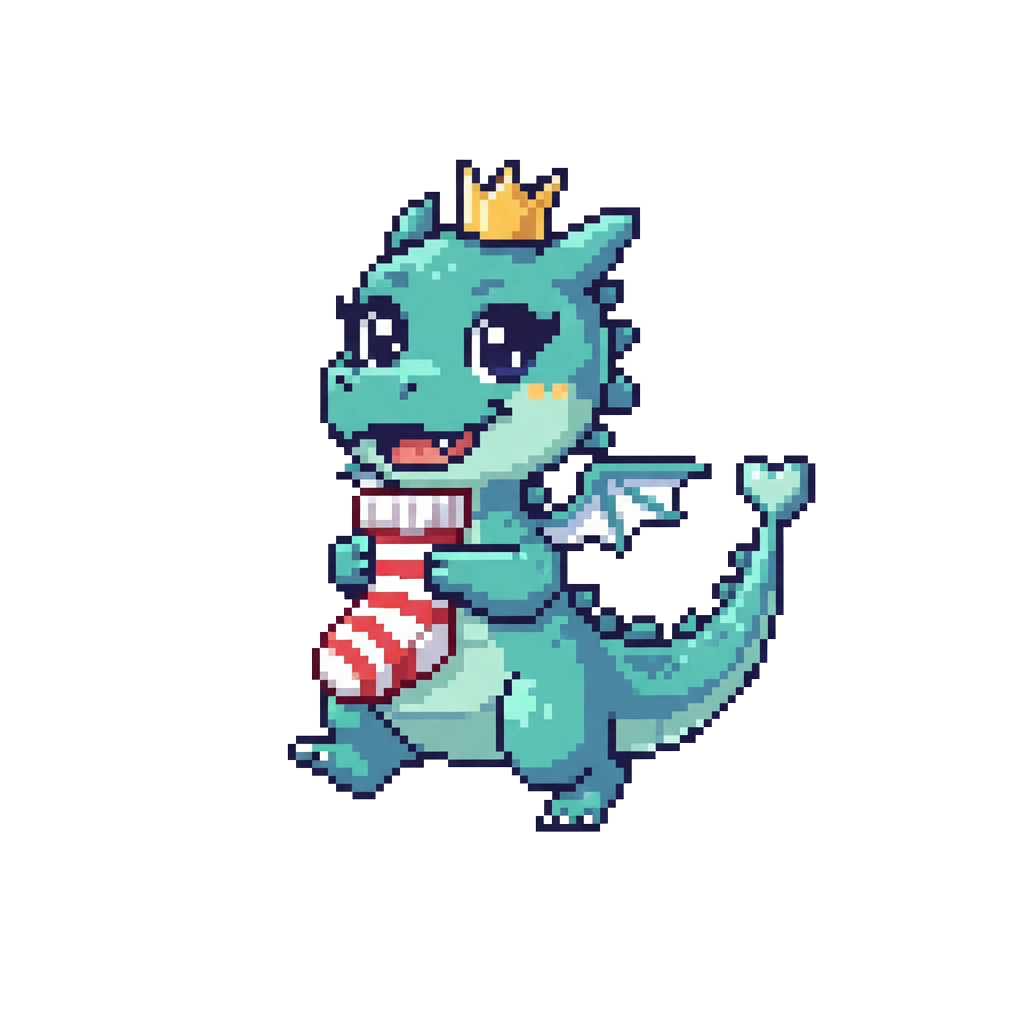 Dragon tiptoeing with a stolen sock