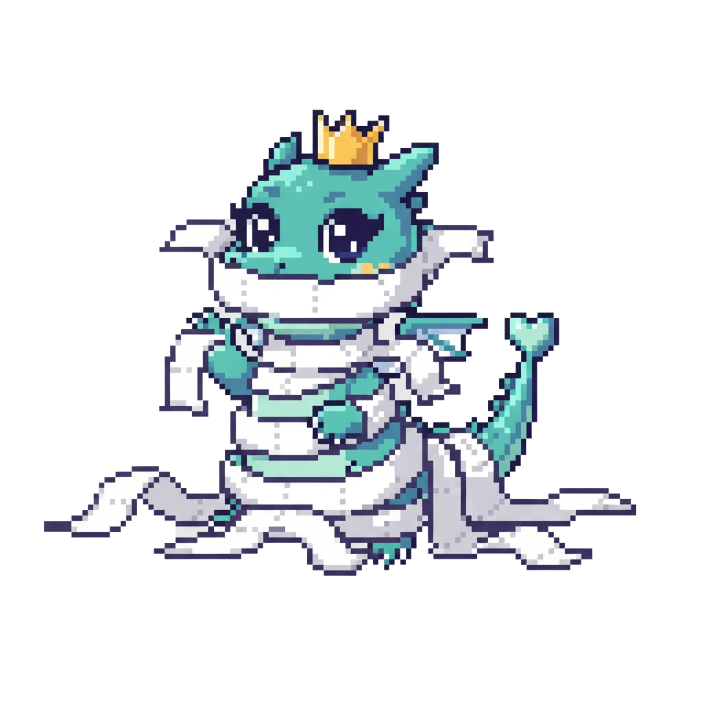 Dragon tangled in toilet paper